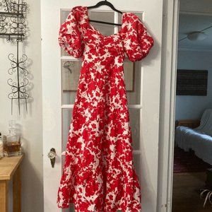 Floral print puff-sleeve maxi dress - Free the Roses